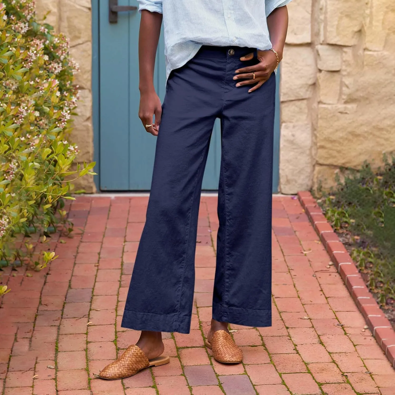 Pants for Women, Straight Leg Casual Pants Peasant Linen Comfortable Fit Trendy