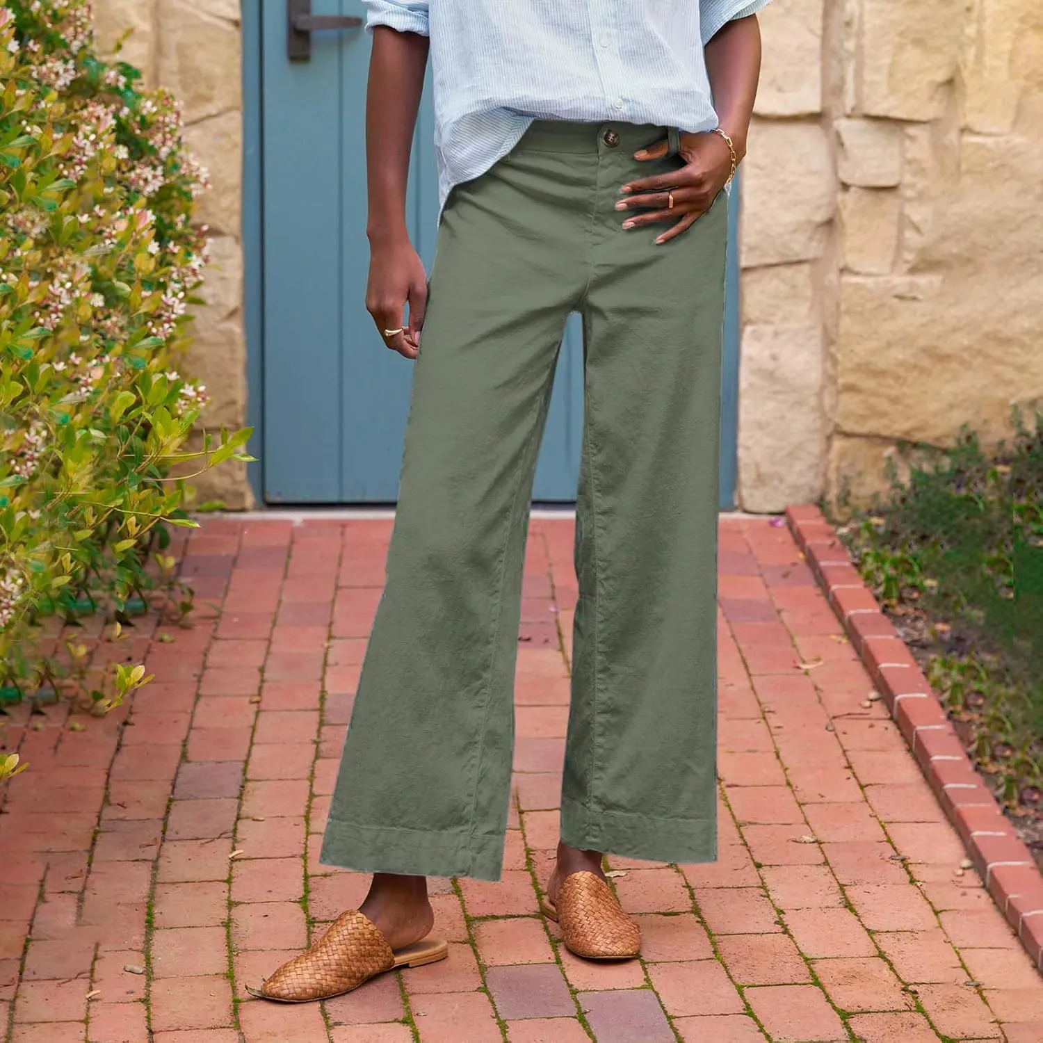 Pants for Women, Straight Leg Casual Pants Peasant Linen Comfortable Fit Trendy