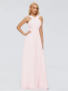 Pink Blush Bridesmaid Dresses Aliyah Charming A-Line Straps Chiffon Bridesmaid Dresses