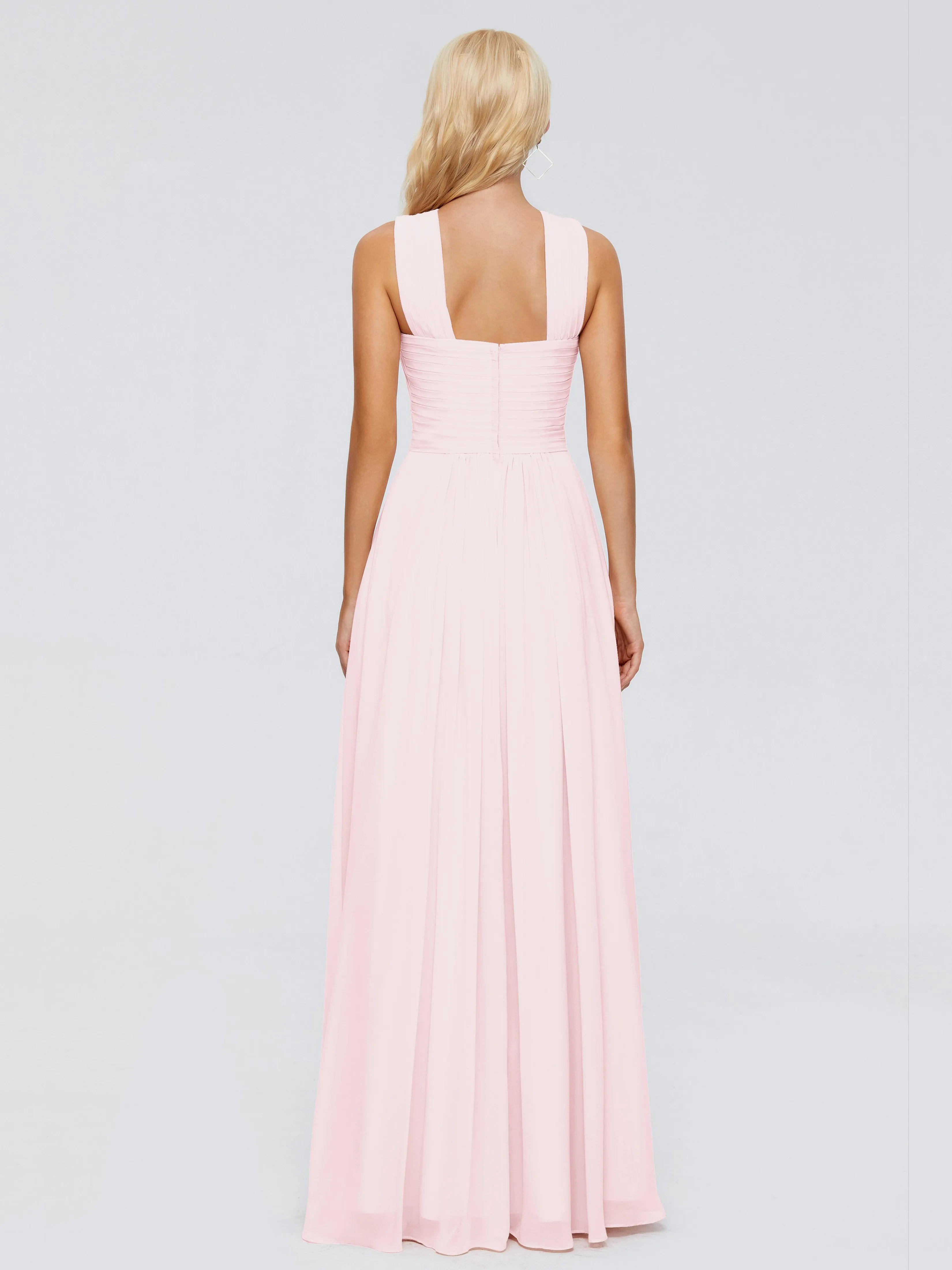 Pink Blush Bridesmaid Dresses Aliyah Charming A-Line Straps Chiffon Bridesmaid Dresses