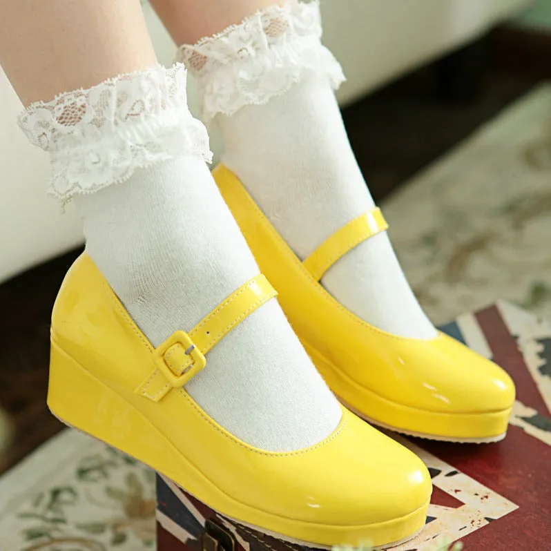 Platform wedge heel marry jane loafers shoes cosplay loafers