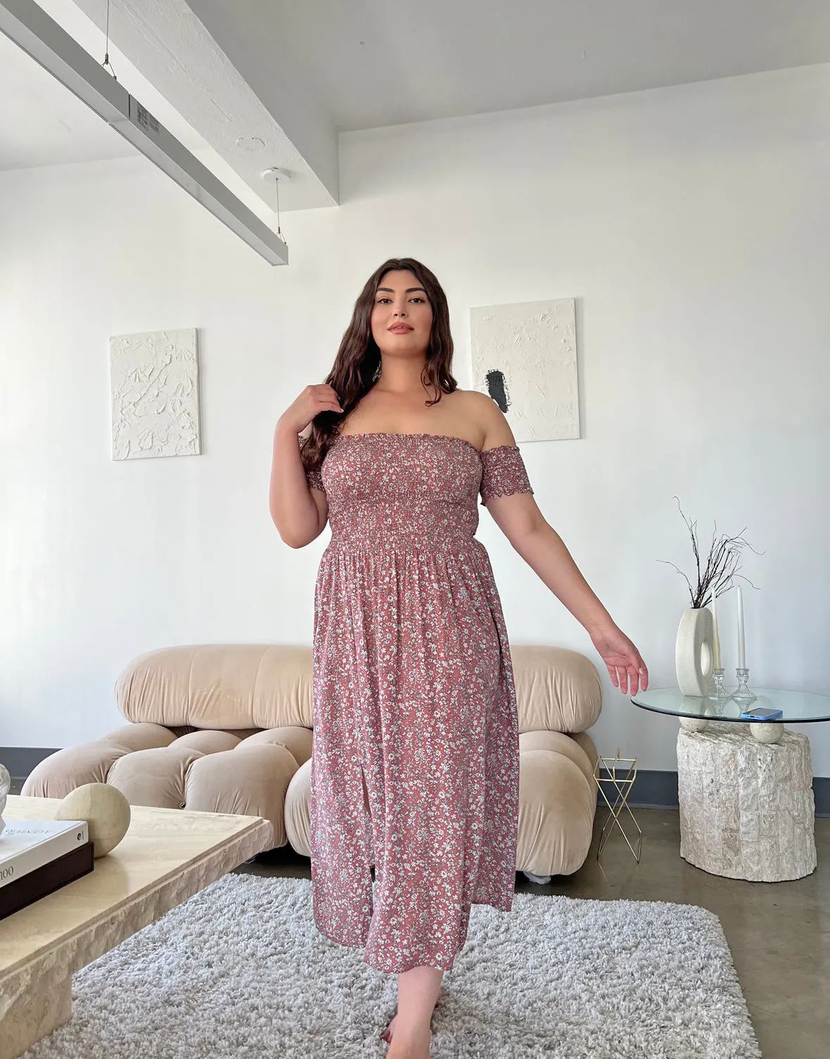 Plus Size Smocked and Flowy Floral Dress