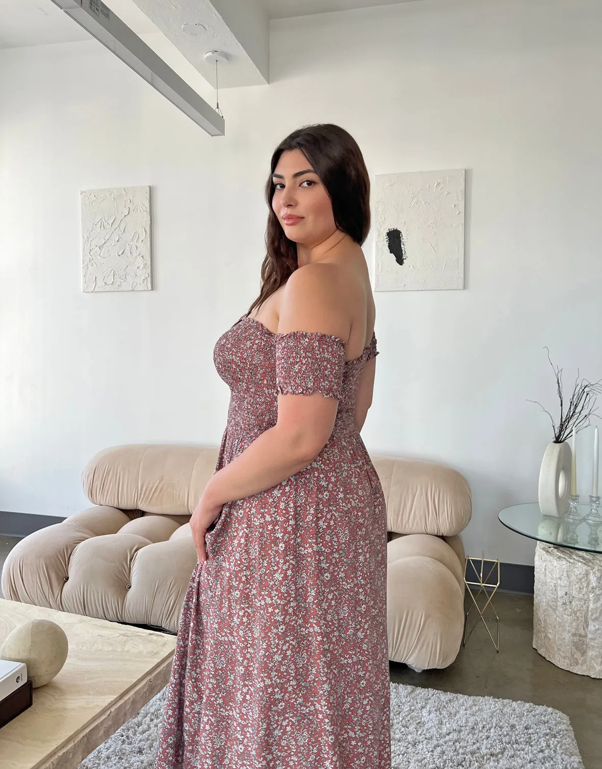 Plus Size Smocked and Flowy Floral Dress