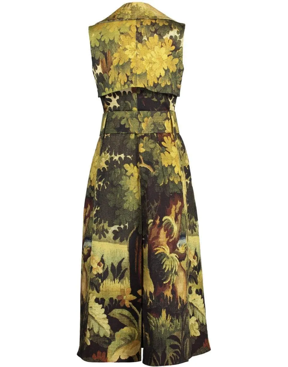 Printed Sleeveless Trench Dress