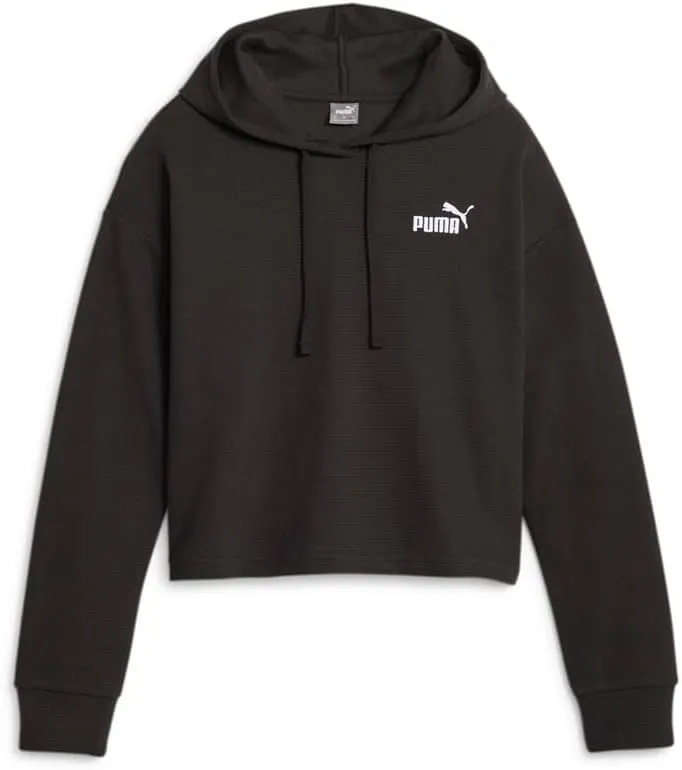 PUMA Womens Essentials Elevated Cropped Hoodie Casual Outerwear Casual - Black - Size S