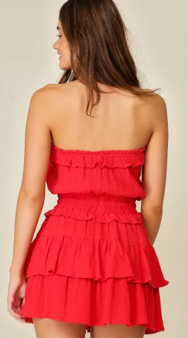 Scarlet Cascades Tiered Dress