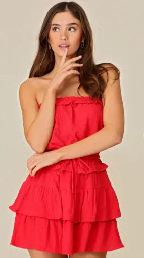 Scarlet Cascades Tiered Dress
