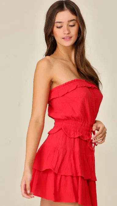 Scarlet Cascades Tiered Dress