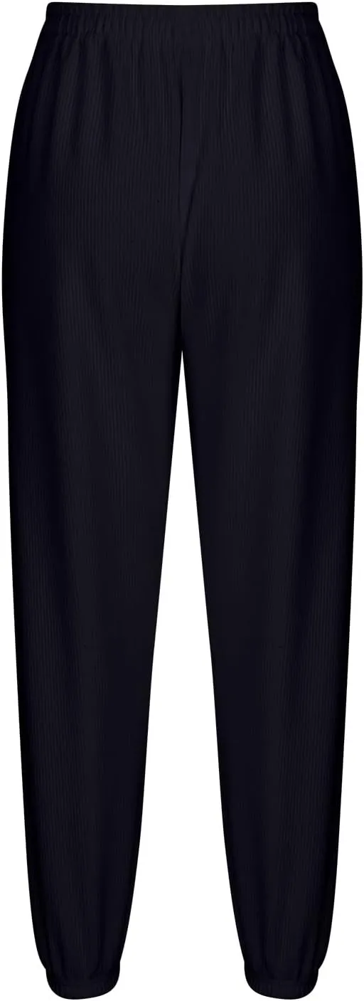 Uillui Corduroy Pants for Women Soft Comfortable Csual Pants Loose Fit Bound Feet Trouser High Waist Solid Straight Leg Pant
