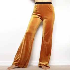 VELVET SLIGHTLY FLARE LEG TROUSERS WITH BLACK WAISTBAND