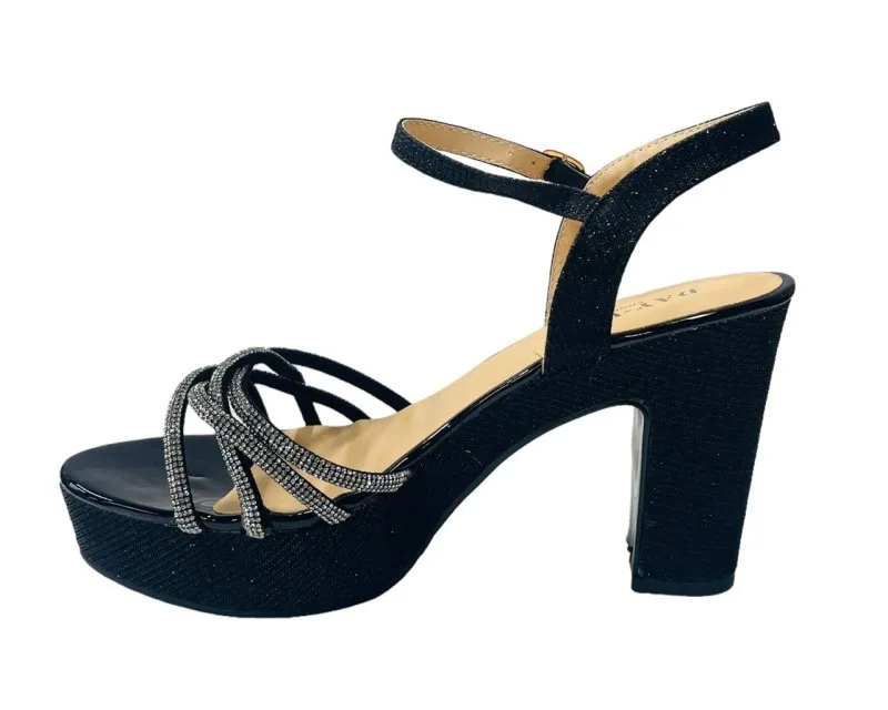 Women's Block Heel Platform Diamante Glitter Shoes
