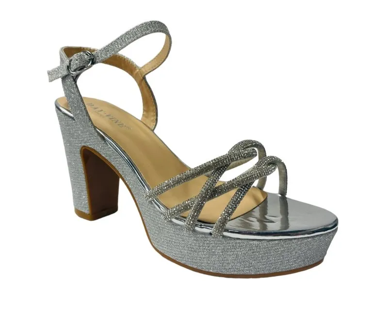 Women's Block Heel Platform Diamante Glitter Shoes