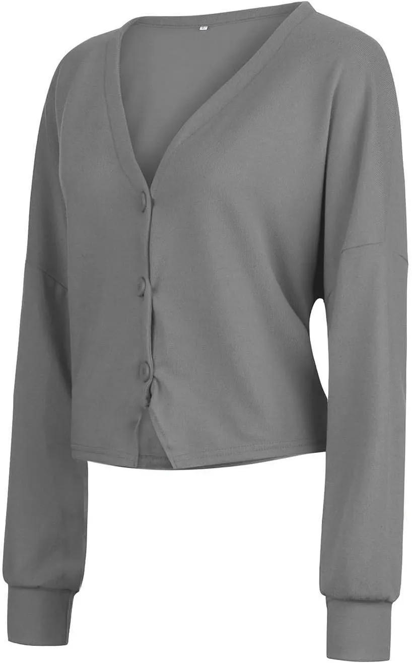 Women's Cardigan Sweaters 2025 V-Neck Button Cashmere Crop Tops Long Sleeve Knit Sweater Soft Warm Knitted Outwear