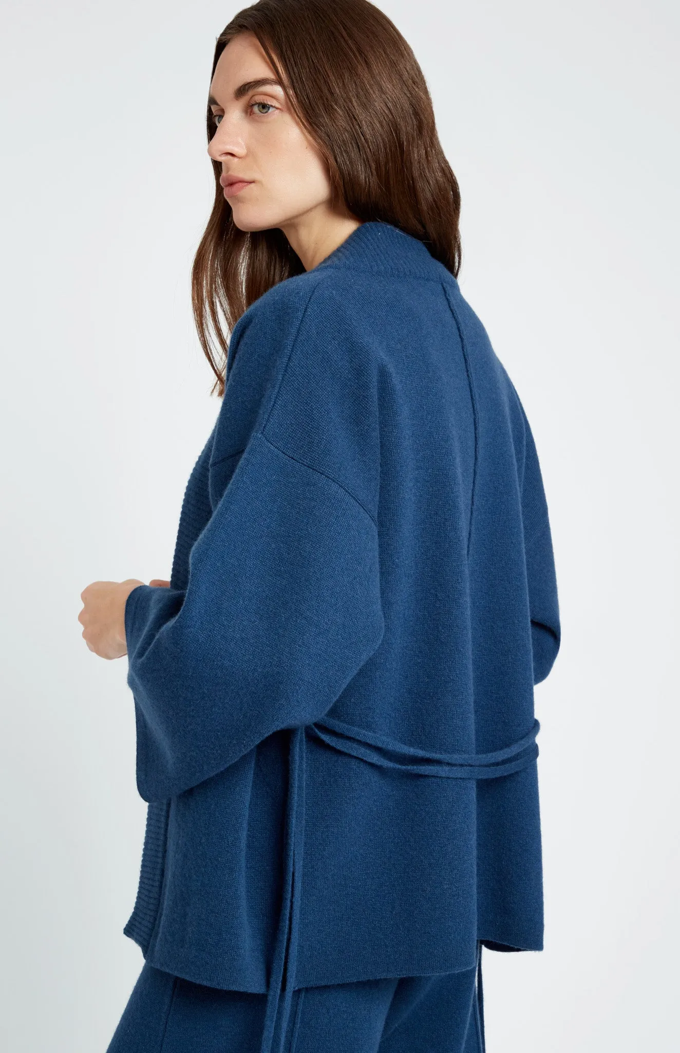 Women's Cashmere Blend Wrap Cardigan In Night Sky
