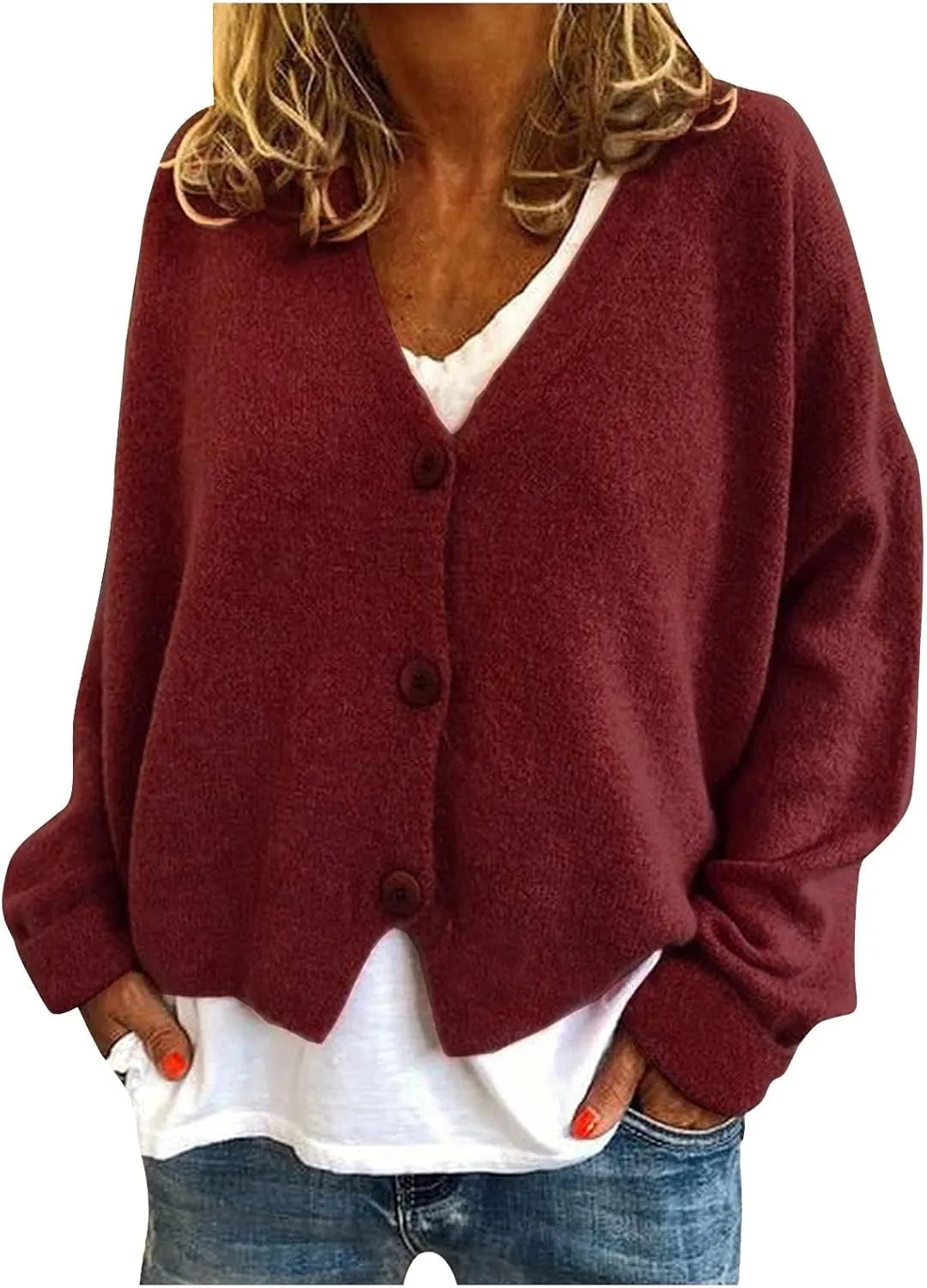 Womens Cropped Cardigan Trendy Fall Fashion Casual Soft Long Sleeve Sweaters Cardigan Button Down Knitwear
