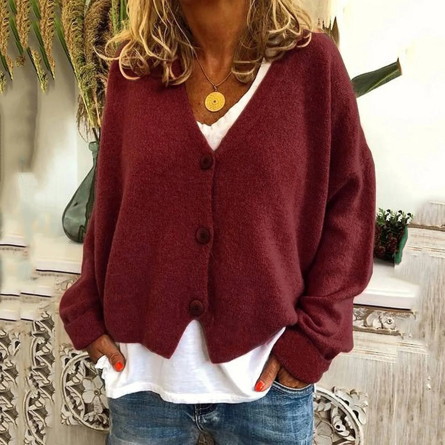 Womens Cropped Cardigan Trendy Fall Fashion Casual Soft Long Sleeve Sweaters Cardigan Button Down Knitwear