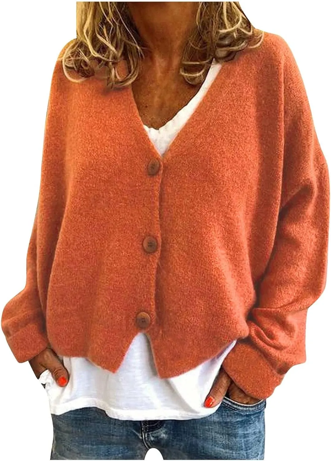 Womens Cropped Cardigan Trendy Fall Fashion Casual Soft Long Sleeve Sweaters Cardigan Button Down Knitwear