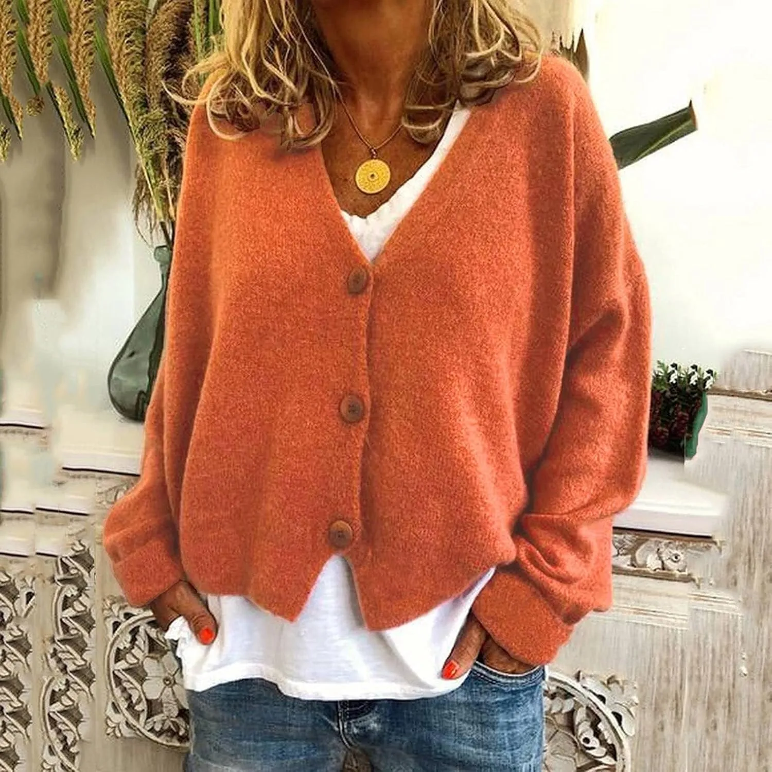 Womens Cropped Cardigan Trendy Fall Fashion Casual Soft Long Sleeve Sweaters Cardigan Button Down Knitwear