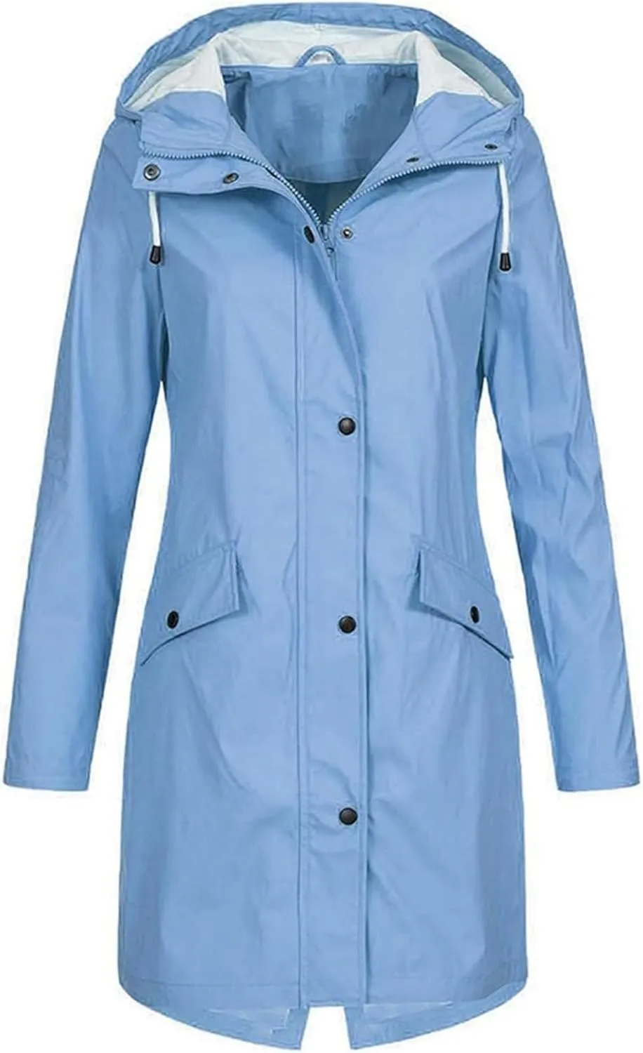 Women's Lightweight Long Coats Waterproof Windproof Breathable Raincoat Jacket with Hood