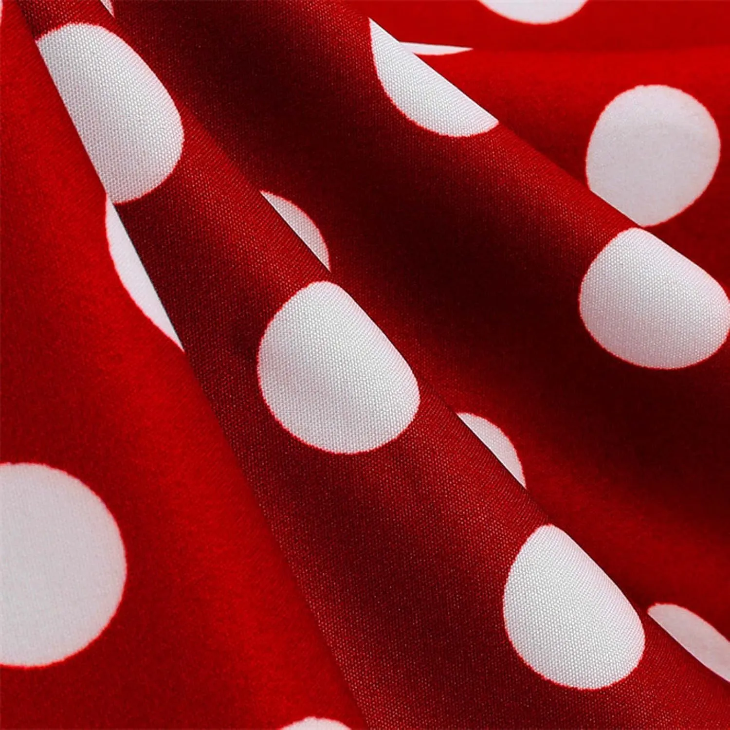 Womens Retro Polka Dot Crewneck Short Sleeve Hepburn Style Dresses 1950s Vintage Tea Party A-Line Swing Dress