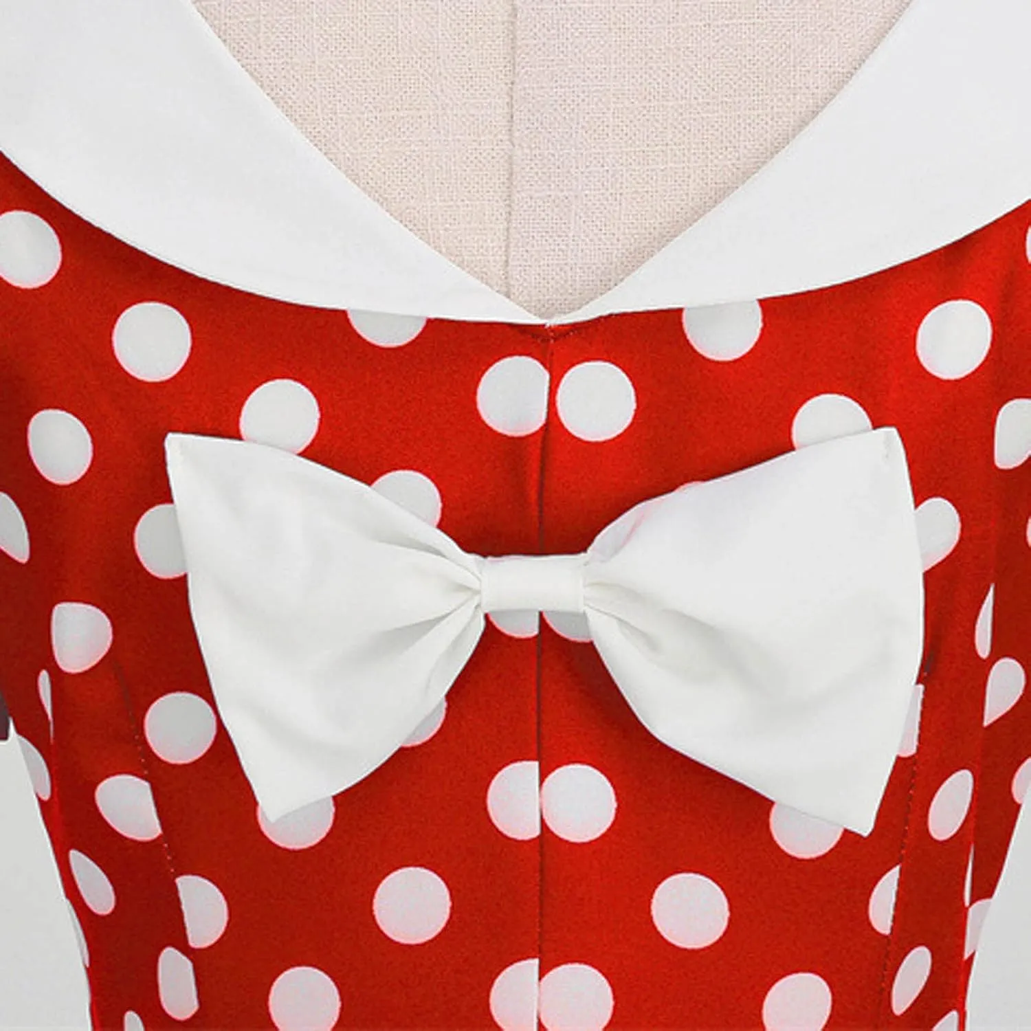 Womens Retro Polka Dot Crewneck Short Sleeve Hepburn Style Dresses 1950s Vintage Tea Party A-Line Swing Dress