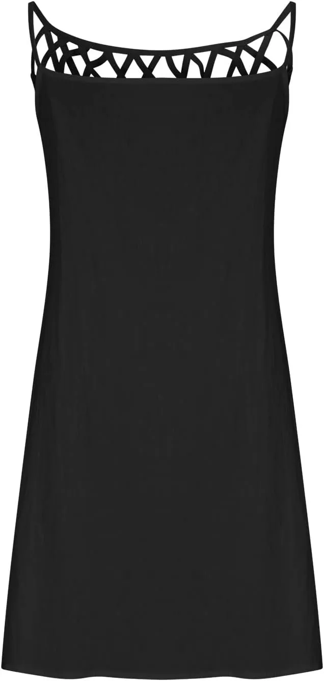 Women's Sleeveless Cut - Out Neckline Mini Dresses 2025 Casual Summer Chic Shift Dress for City Walks, Shopping Dates