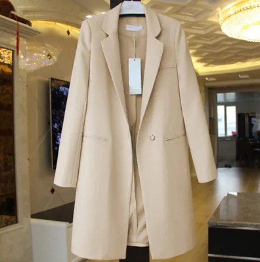 Women's Spring/Autumn Casual Long Blazer In Various Colors