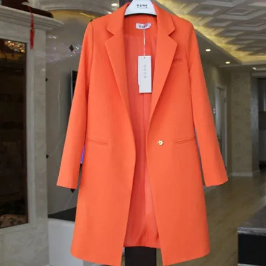 Women's Spring/Autumn Casual Long Blazer In Various Colors