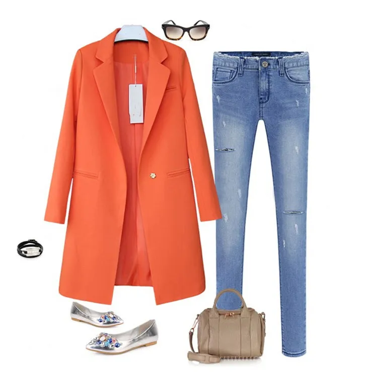Women's Spring/Autumn Casual Long Blazer In Various Colors