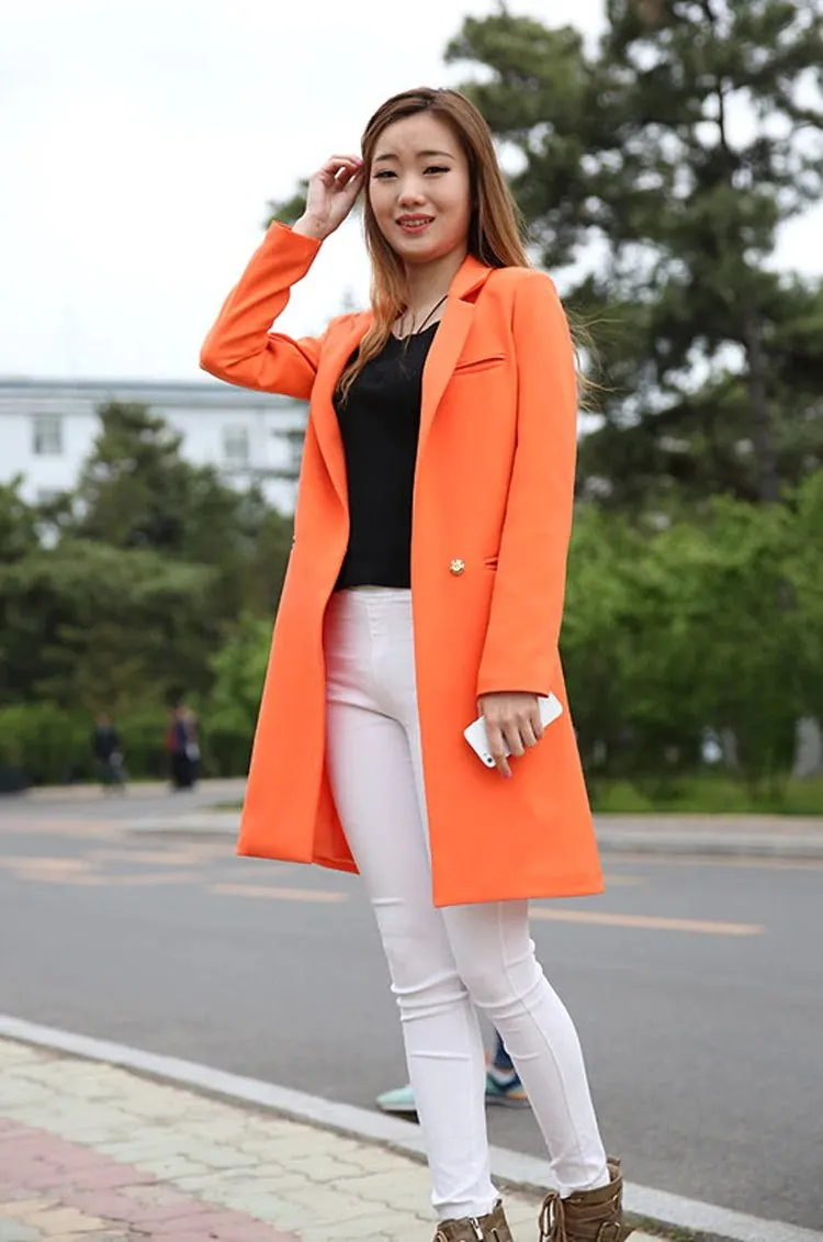 Women's Spring/Autumn Casual Long Blazer In Various Colors