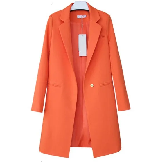 Women's Spring/Autumn Casual Long Blazer In Various Colors