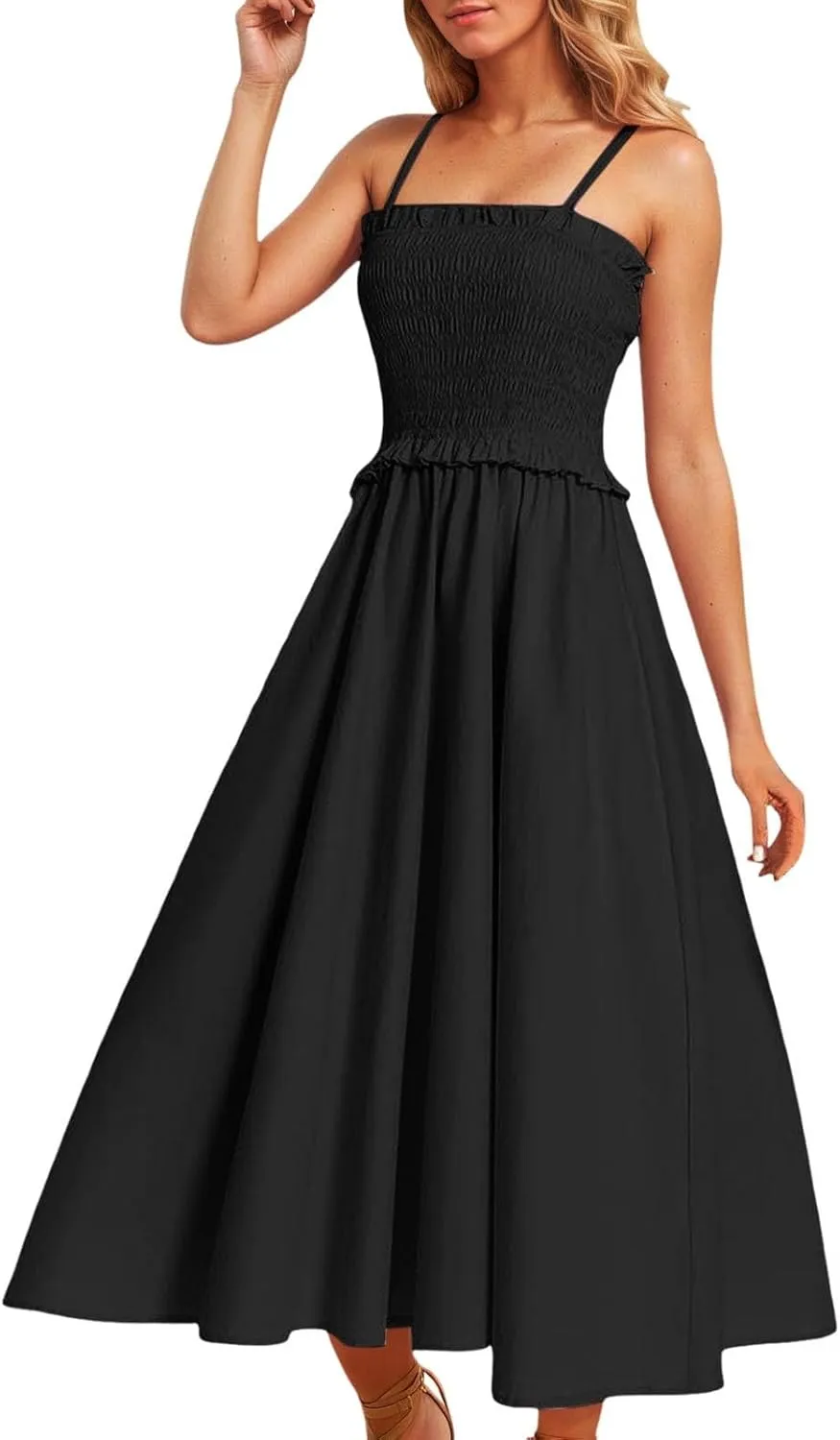 Women's Summer Maxi Dress 2025 Casual Boho Sleeveless Spaghetti Strap Tiered Long Beach Sundresses