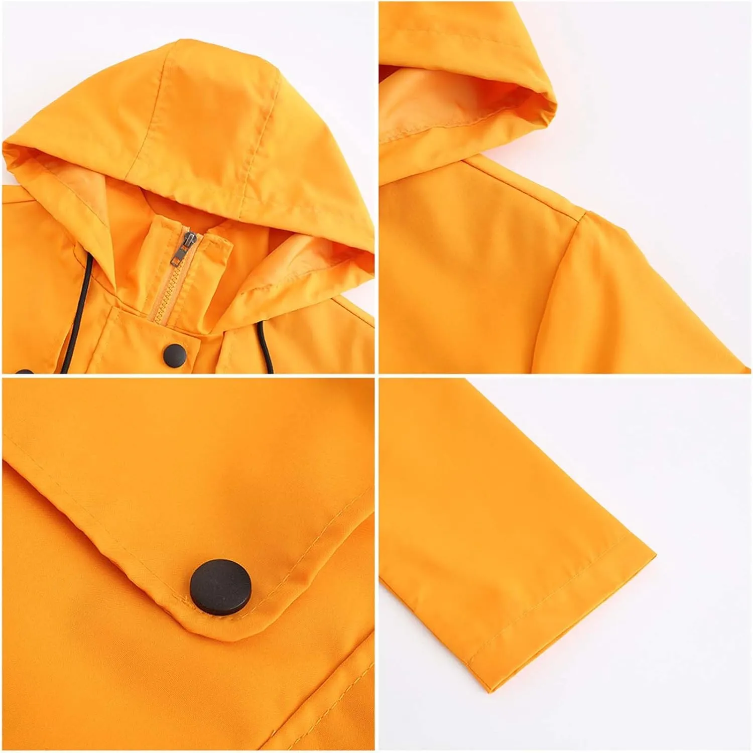 YRAETENM Rain Jacket Women Lightweight Waterproof Trench Coat Active Outdoor Hooded Windbreaker Casual Raincoat with Pockets
